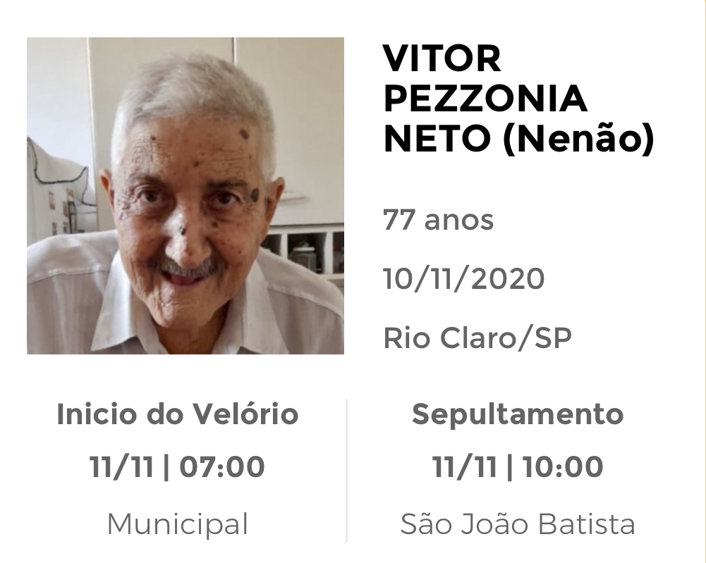 Falecimentos e Sepultamentos – 10/11/2020 – 11/11/2020 - Grupo Rio Claro SP