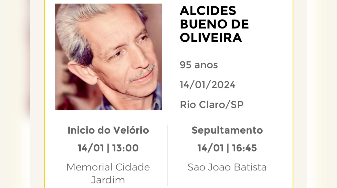 Falecimentos e Sepultamentos – 14/01/2024 – 15/01/2024 - Grupo Rio Claro SP