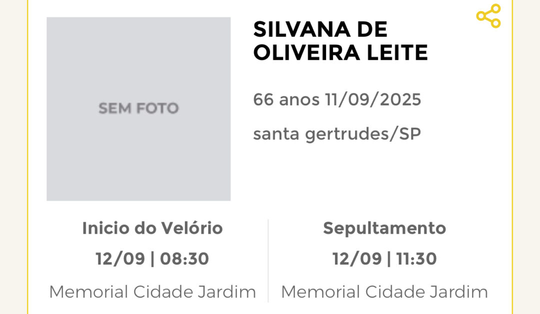 Falecimentos desta quinta-feira 11/09/2025 - Grupo Rio Claro SP Falecimentos desta quinta-feira 11/09/2025 - Grupo Rio Claro SP