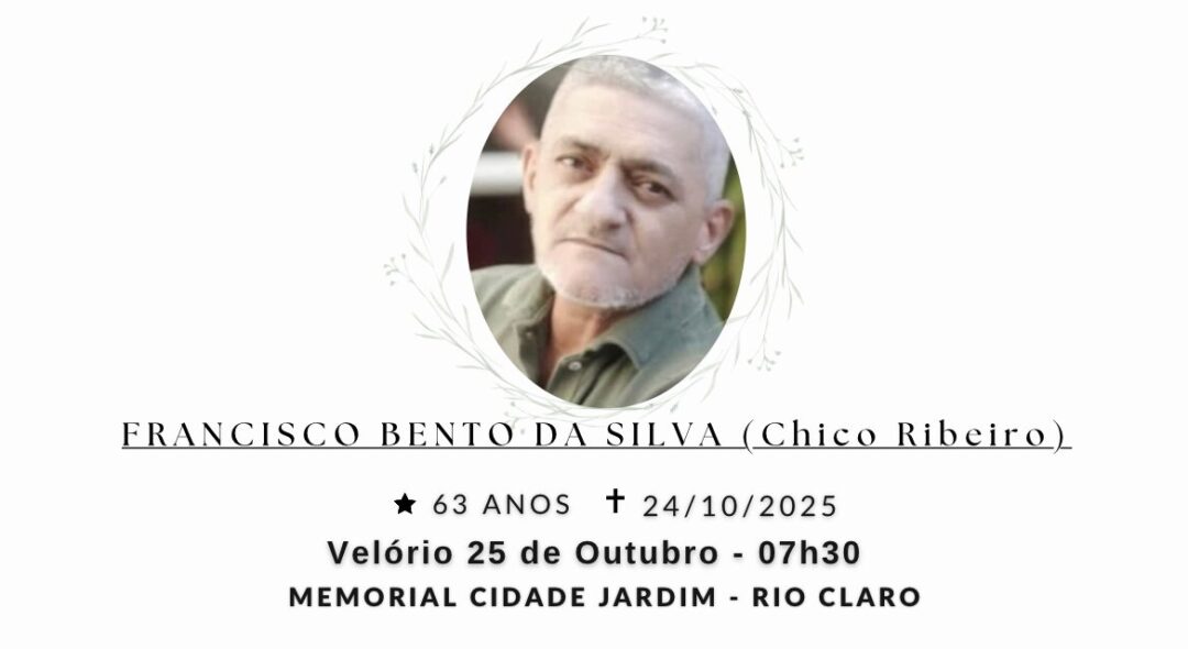 Falecimentos desta sexta-feira 24/10/2025 - Grupo Rio Claro SP Falecimentos desta sexta-feira 24/10/2025 - Grupo Rio Claro SP