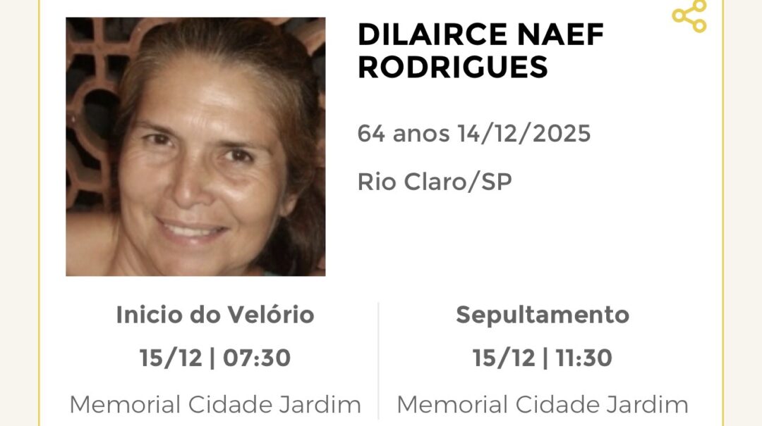 Falecimentos deste domingo 14/12/2025 - Grupo Rio Claro SP Falecimentos deste domingo 14/12/2025 - Grupo Rio Claro SP