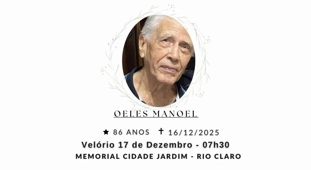 Falecimentos desta terça-feira 16/12/2025 - Grupo Rio Claro SP Falecimentos desta terça-feira 16/12/2025 - Grupo Rio Claro SP