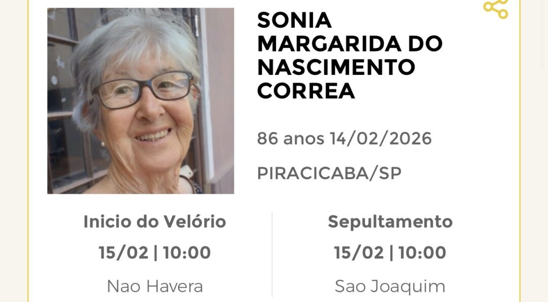 Falecimentos deste domingo 15/02/2026 - Grupo Rio Claro SP Falecimentos deste domingo 15/02/2026 - Grupo Rio Claro SP