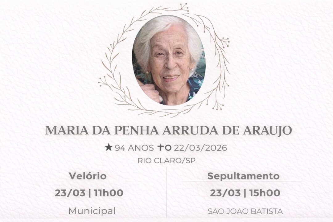 Falecimentos deste domingo 22/03/2026 - Grupo Rio Claro SP Falecimentos deste domingo 22/03/2026 - Grupo Rio Claro SP
