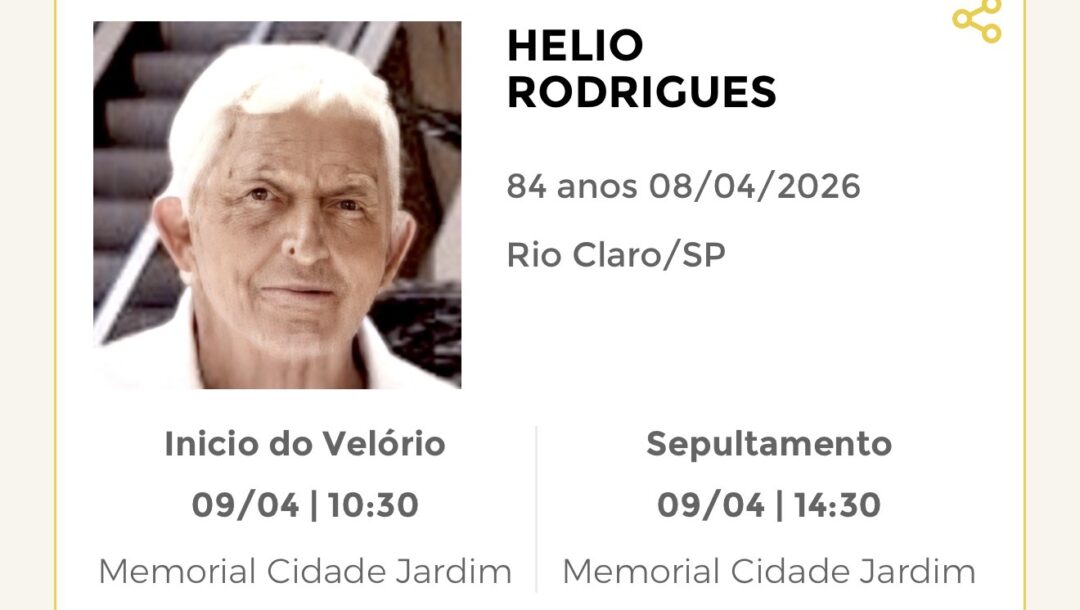 Falecimentos desta quarta-feira 08/04/2026 - Grupo Rio Claro SP Falecimentos desta quarta-feira 08/04/2026 - Grupo Rio Claro SP
