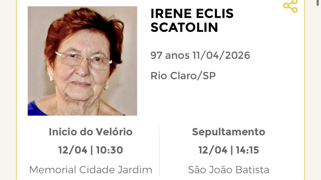 Falecimentos deste sábado 11/04/2026 - Grupo Rio Claro SP Falecimentos deste sábado 11/04/2026 - Grupo Rio Claro SP