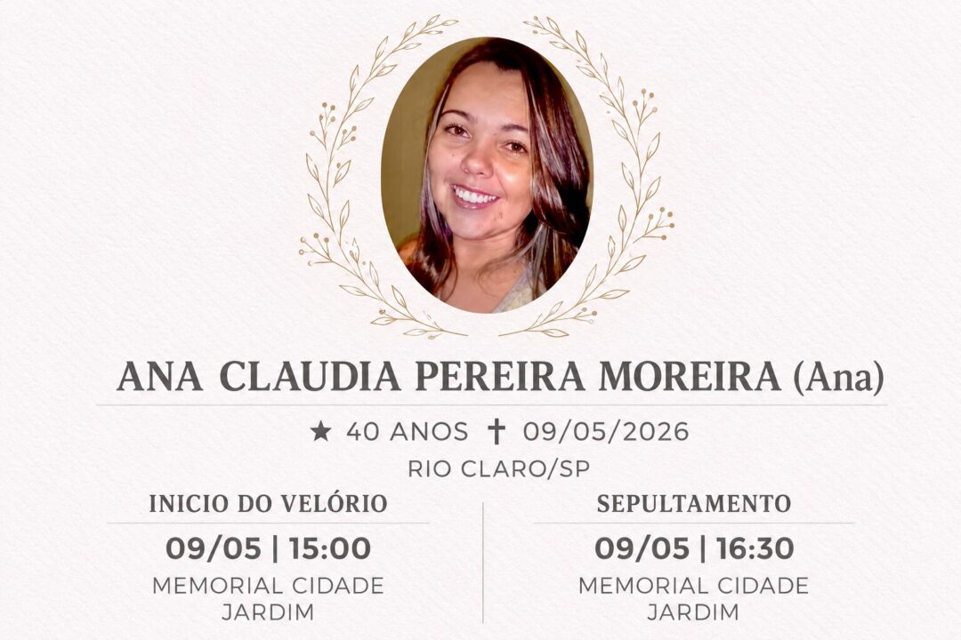 Falecimentos deste sábado 09/05/2026 - Grupo Rio Claro SP Falecimentos deste sábado 09/05/2026 - Grupo Rio Claro SP