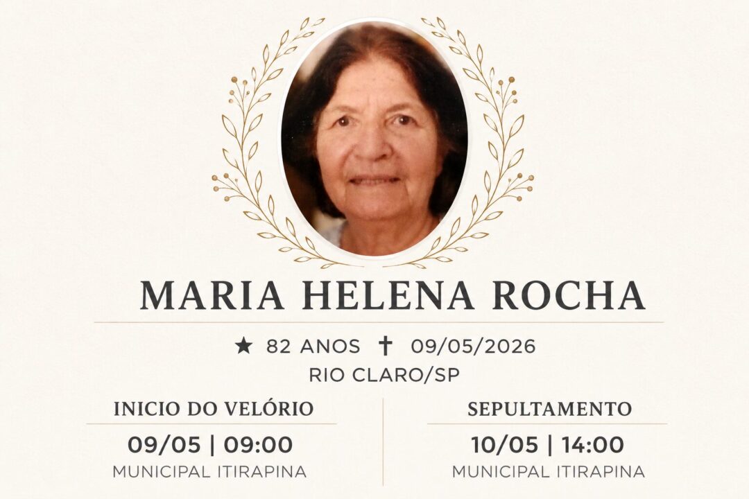 Falecimentos deste sábado 09/05/2026 - Grupo Rio Claro SP Falecimentos deste sábado 09/05/2026 - Grupo Rio Claro SP