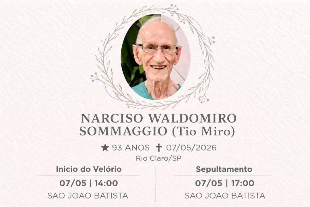 Falecimentos desta quinta-feira 07/05/2026 - Grupo Rio Claro SP Falecimentos desta quinta-feira 07/05/2026 - Grupo Rio Claro SP