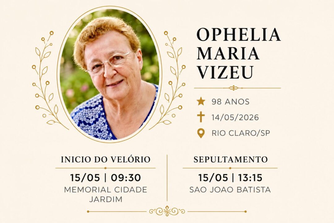 Falecimentos desta quinta-feira 14/05/2026 - Grupo Rio Claro SP Falecimentos desta quinta-feira 14/05/2026 - Grupo Rio Claro SP