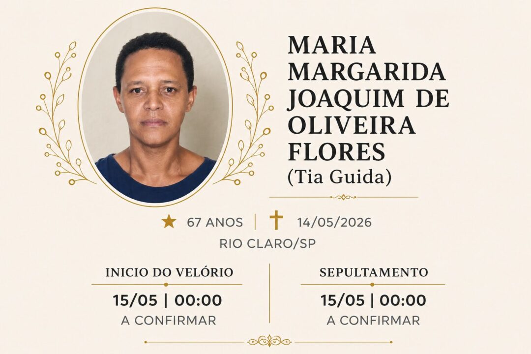 Falecimentos desta quinta-feira 14/05/2026 - Grupo Rio Claro SP Falecimentos desta quinta-feira 14/05/2026 - Grupo Rio Claro SP