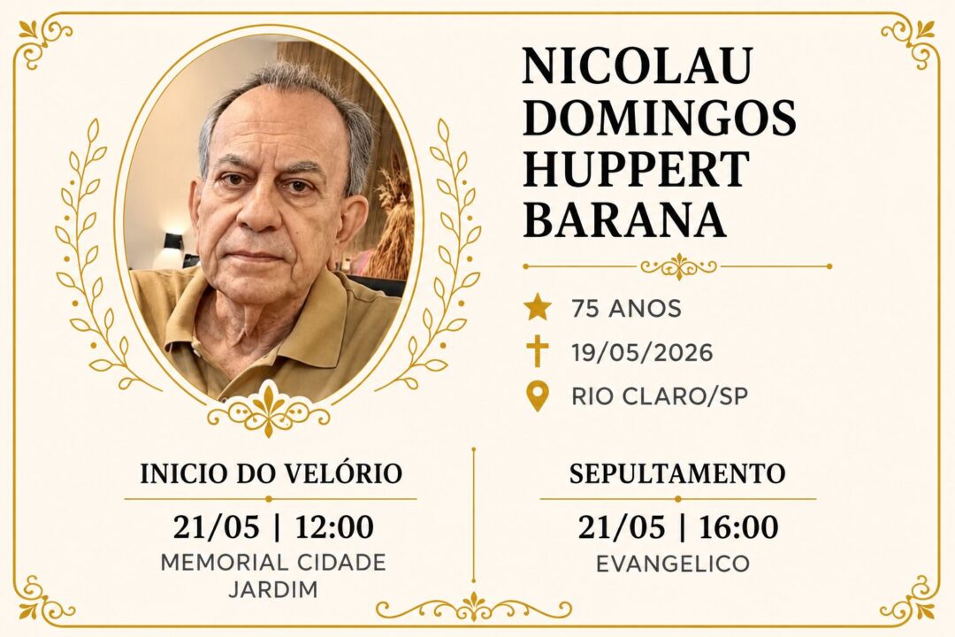 Falecimentos desta terça-feira 19/05/2026 - Grupo Rio Claro SP Falecimentos desta terça-feira 19/05/2026 - Grupo Rio Claro SP