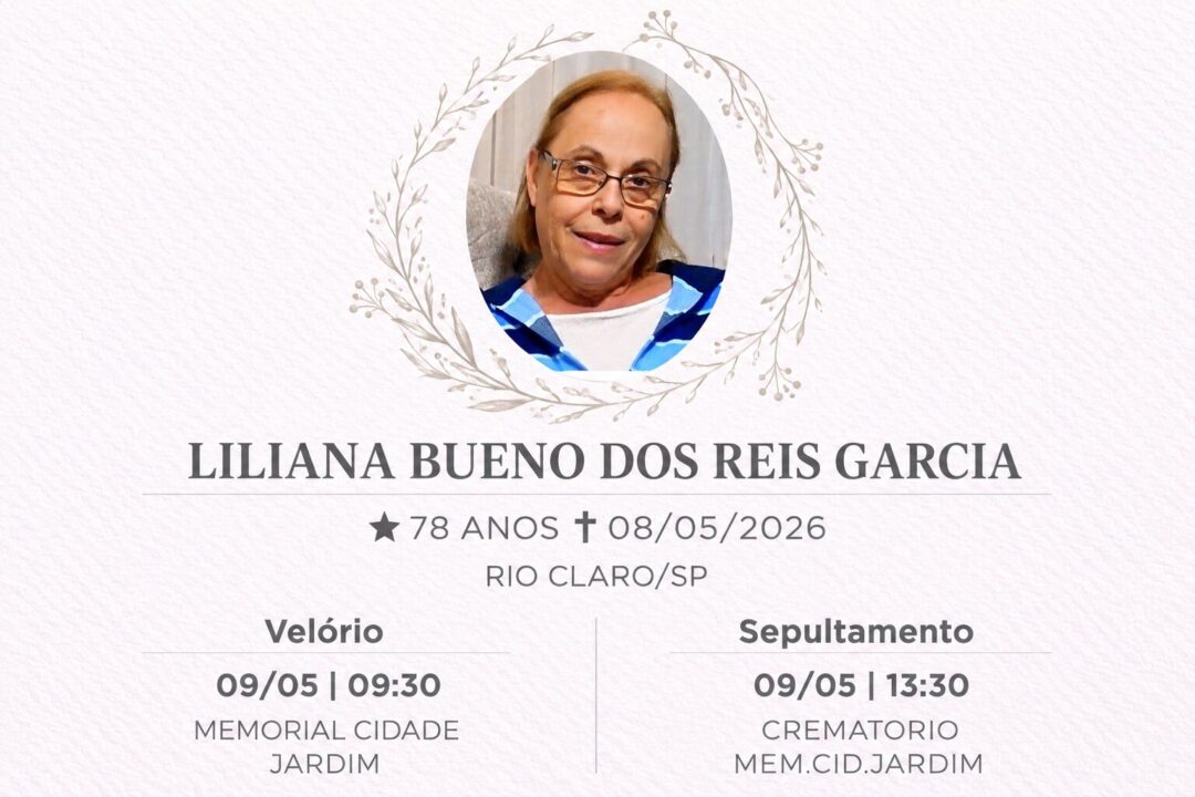 Falecimentos desta sexta-feira 08/05/2026 - Grupo Rio Claro SP Falecimentos desta sexta-feira 08/05/2026 - Grupo Rio Claro SP