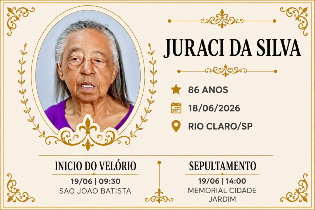 Falecimentos desta quinta-feira 18/06/2026 - Grupo Rio Claro SP Falecimentos desta quinta-feira 18/06/2026 - Grupo Rio Claro SP