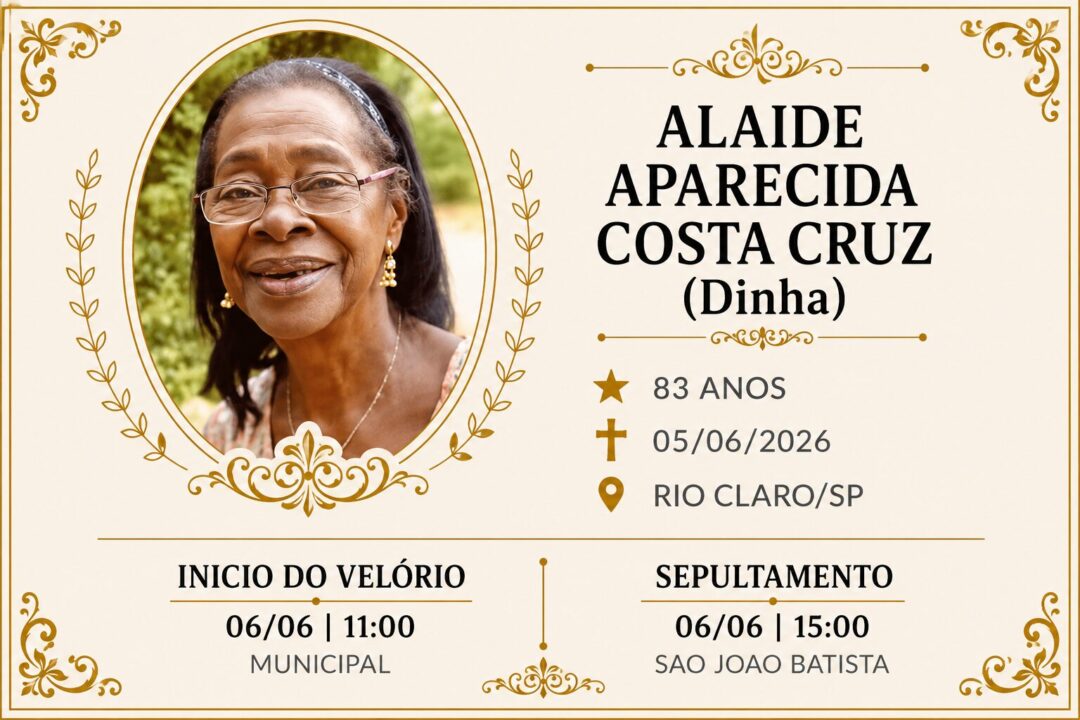 Falecimentos desta sexta-feira 05/06/2026 - Grupo Rio Claro SP Falecimentos desta sexta-feira 05/06/2026 - Grupo Rio Claro SP