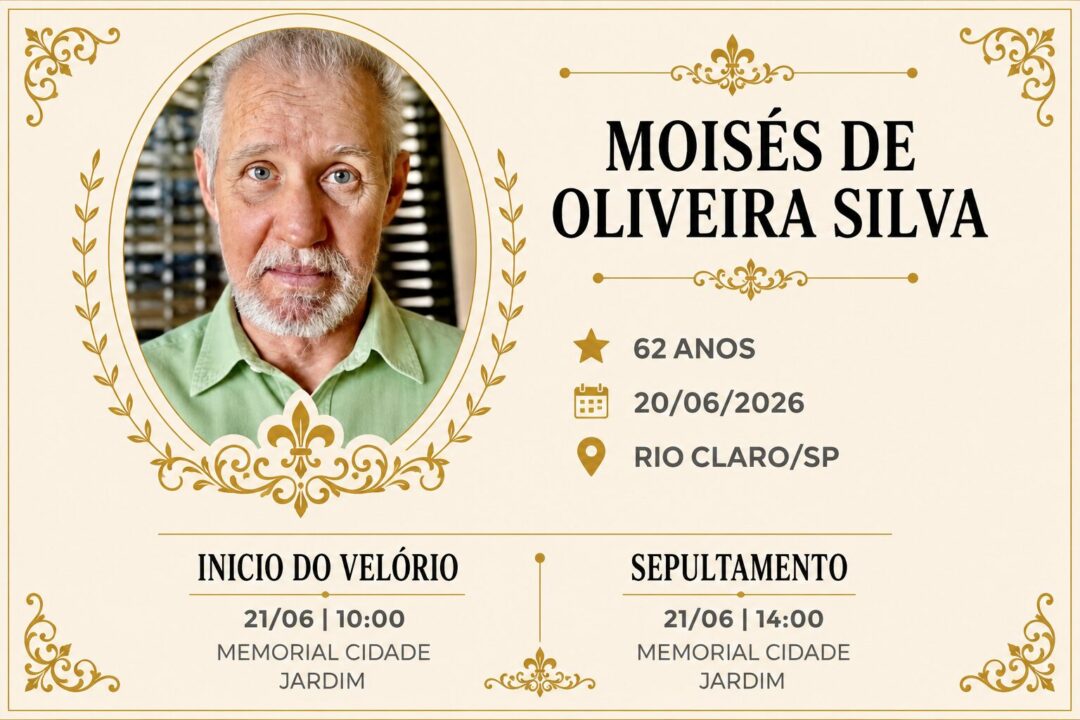 Falecimentos deste sábado 20/06/2026 - Grupo Rio Claro SP Falecimentos deste sábado 20/06/2026 - Grupo Rio Claro SP