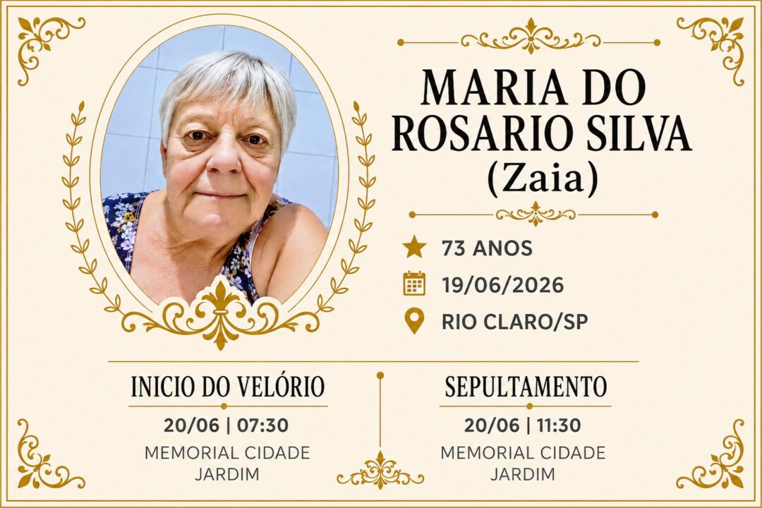 Falecimentos desta sexta-feira 19/06/2026 - Grupo Rio Claro SP Falecimentos desta sexta-feira 19/06/2026 - Grupo Rio Claro SP