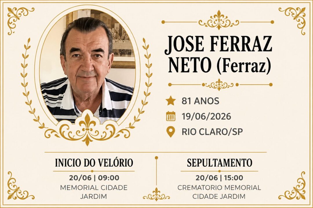 Falecimentos desta sexta-feira 19/06/2026 - Grupo Rio Claro SP Falecimentos desta sexta-feira 19/06/2026 - Grupo Rio Claro SP