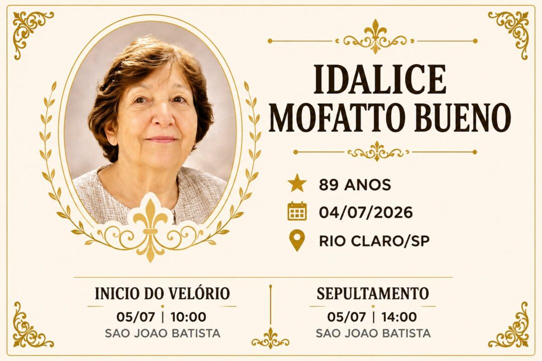 Falecimentos deste sábado 04/07/2026 - Grupo Rio Claro SP Falecimentos deste sábado 04/07/2026 - Grupo Rio Claro SP