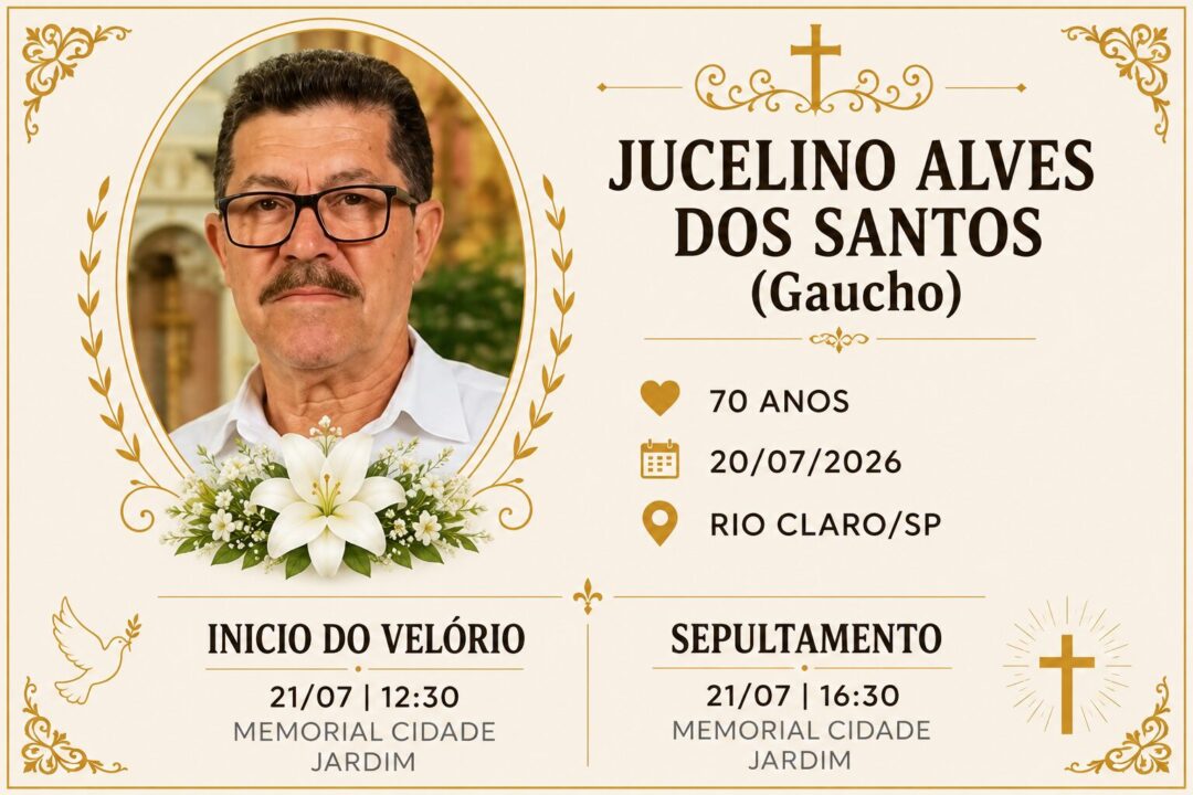 Falecimentos desta segunda-feira 20/07/2026 - Grupo Rio Claro SP Falecimentos desta segunda-feira 20/07/2026 - Grupo Rio Claro SP