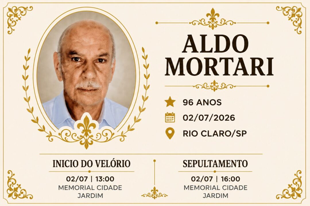Falecimentos desta quinta-feira 02/07/2026 - Grupo Rio Claro SP Falecimentos desta quinta-feira 02/07/2026 - Grupo Rio Claro SP