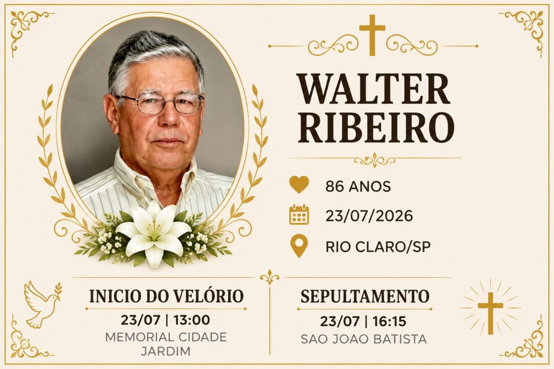 Falecimentos desta quinta-feira 23/07/2026 - Grupo Rio Claro SP Falecimentos desta quinta-feira 23/07/2026 - Grupo Rio Claro SP