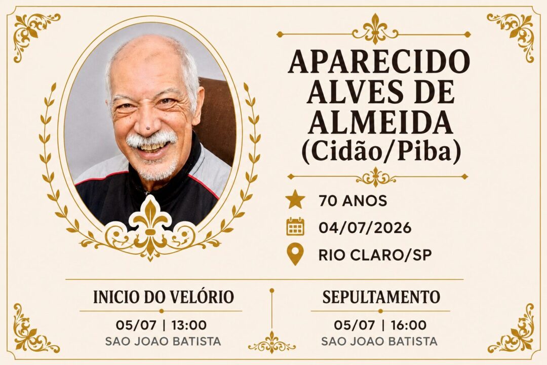Falecimentos deste sábado 04/07/2026 - Grupo Rio Claro SP Falecimentos deste sábado 04/07/2026 - Grupo Rio Claro SP