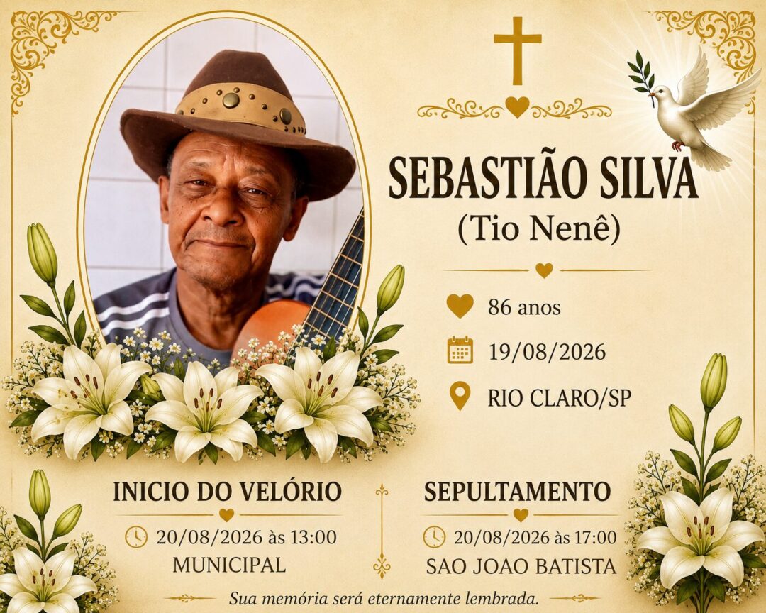 Falecimentos desta quarta-feira 19/08/2026 - Grupo Rio Claro SP Falecimentos desta quarta-feira 19/08/2026 - Grupo Rio Claro SP