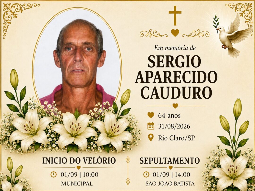 Falecimentos desta segunda-feira 31/08/2026 - Grupo Rio Claro SP Falecimentos desta segunda-feira 31/08/2026 - Grupo Rio Claro SP