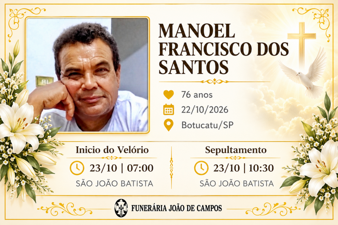 Falecimentos desta quinta-feira 22/10/2026 - Grupo Rio Claro SP Falecimentos desta quinta-feira 22/10/2026 - Grupo Rio Claro SP