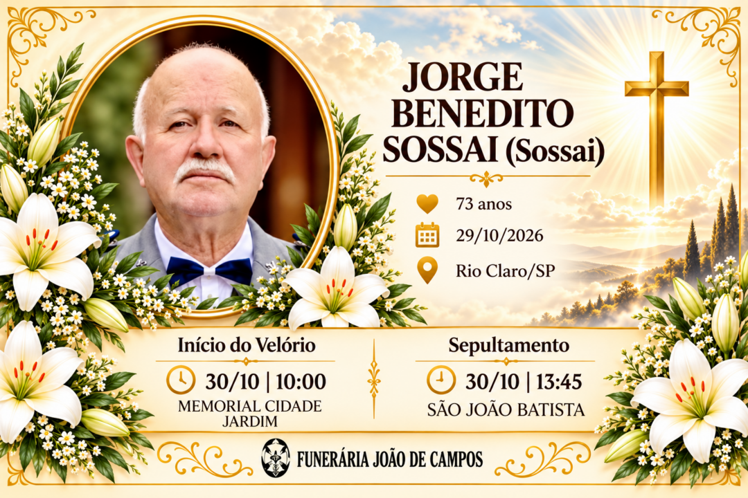 Falecimentos desta quinta-feira 29/10/2026 - Grupo Rio Claro SP Falecimentos desta quinta-feira 29/10/2026 - Grupo Rio Claro SP