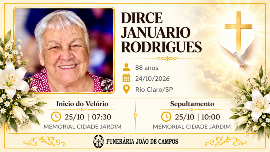 Falecimentos deste sábado 24/10/2026 - Grupo Rio Claro SP Falecimentos deste sábado 24/10/2026 - Grupo Rio Claro SP