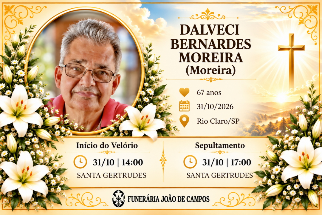 Falecimentos deste sábado 31/10/2026 - Grupo Rio Claro SP Falecimentos deste sábado 31/10/2026 - Grupo Rio Claro SP