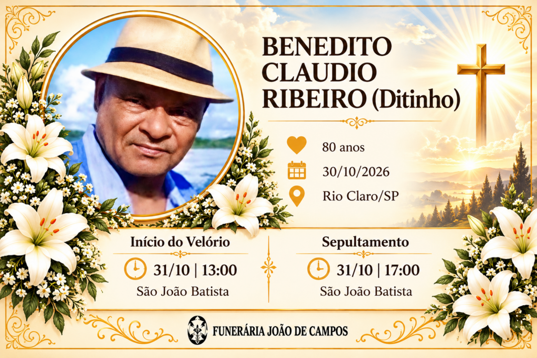 Falecimentos desta sexta-feira 30/10/2026 - Grupo Rio Claro SP Falecimentos desta sexta-feira 30/10/2026 - Grupo Rio Claro SP