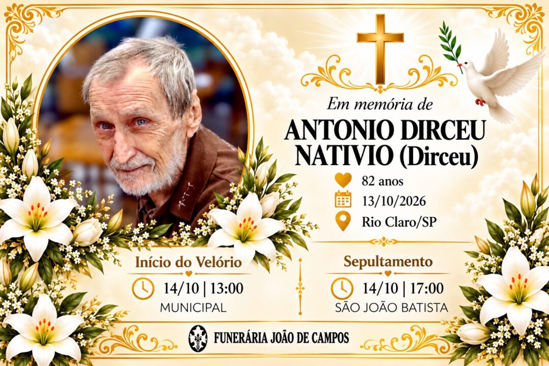 Falecimentos desta terça-feira 13/10/2026 - Grupo Rio Claro SP Falecimentos desta terça-feira 13/10/2026 - Grupo Rio Claro SP
