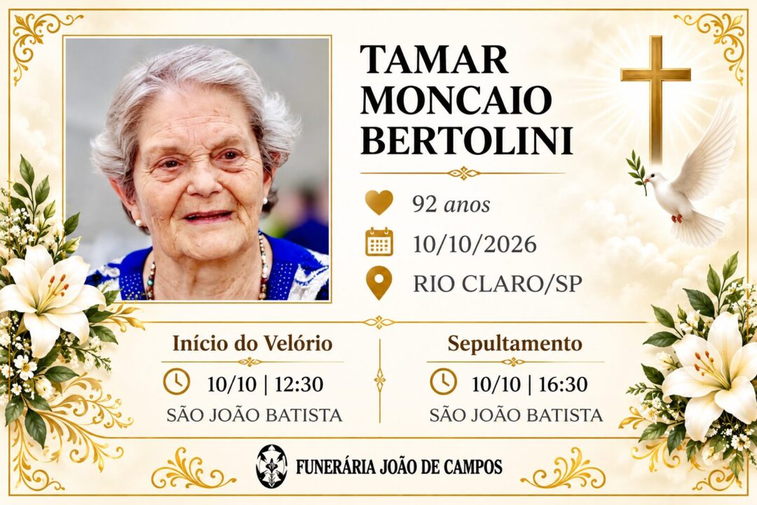 Falecimentos deste sábado 10/10/2026 - Grupo Rio Claro SP Falecimentos deste sábado 10/10/2026 - Grupo Rio Claro SP
