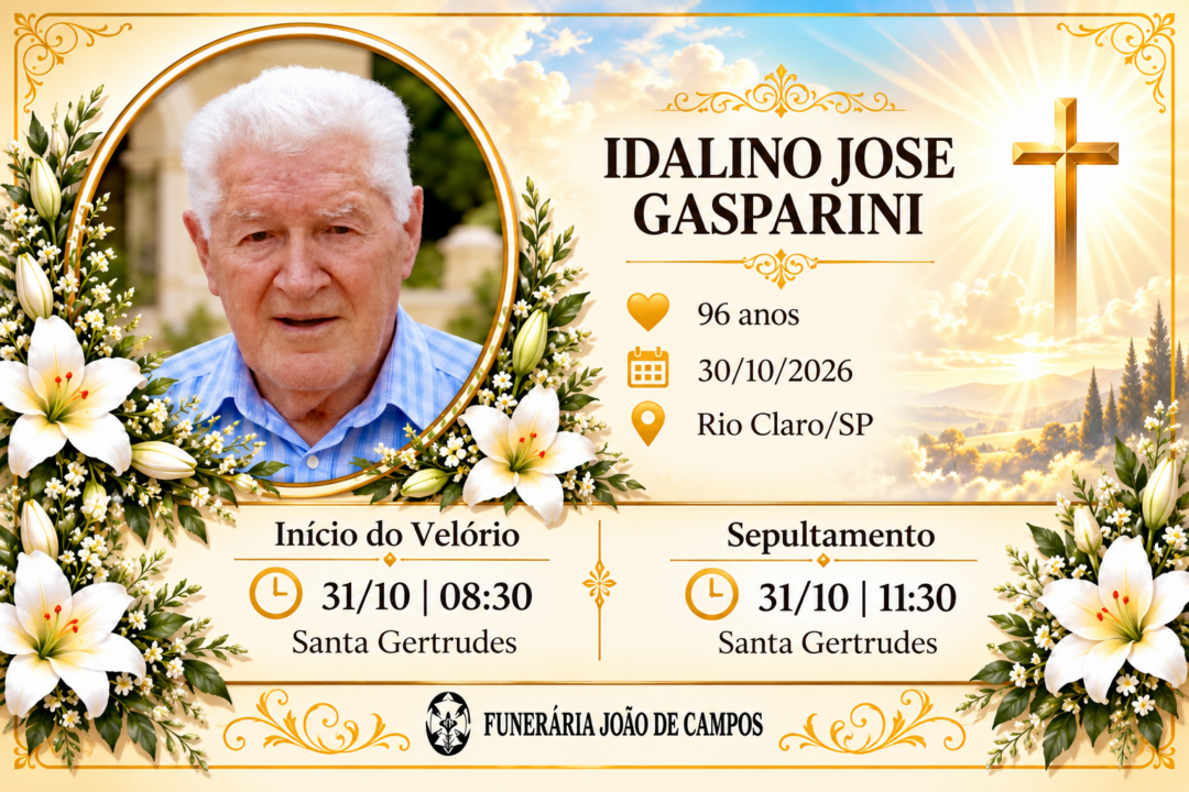 Falecimentos desta sexta-feira 30/10/2026 - Grupo Rio Claro SP Falecimentos desta sexta-feira 30/10/2026 - Grupo Rio Claro SP
