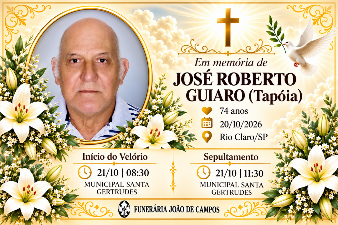 Falecimentos desta terça-feira 20/10/2026 - Grupo Rio Claro SP Falecimentos desta terça-feira 20/10/2026 - Grupo Rio Claro SP